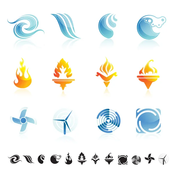 Naturaleza símbolos icono conjunto — Vector de stock