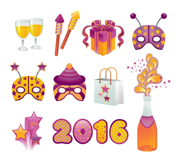 Año Nuevo icono conjunto — Vector de stock