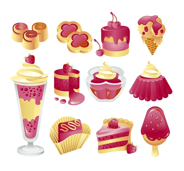 Berry taart pictogrammenset — Stockvector