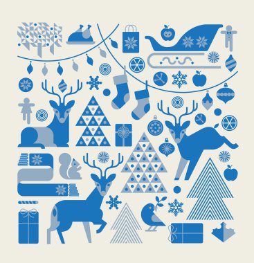 Christmas illüstrasyon geyikler ile