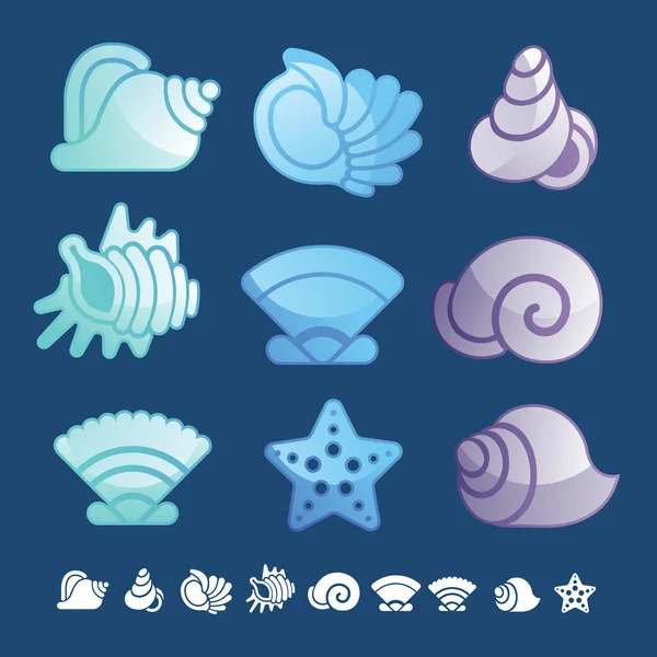 Set of seashell icons — Stock Vector