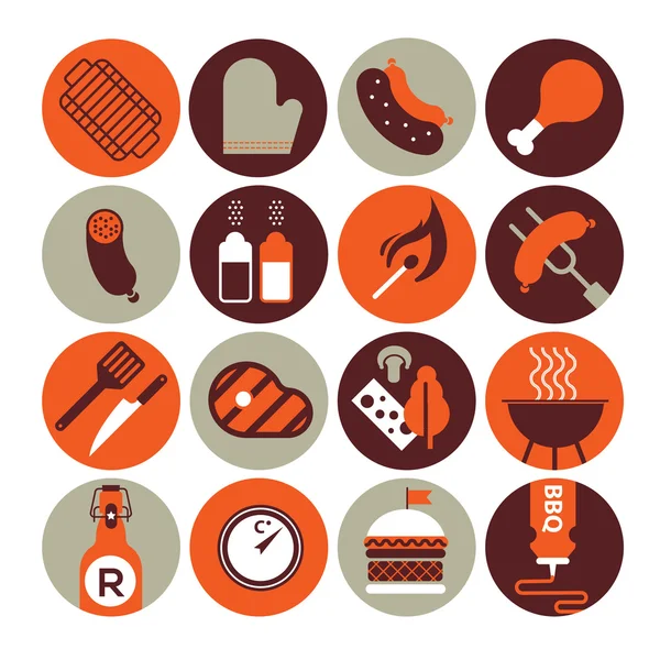 Set of icons with bbq silhouettes — Stock Vector