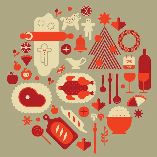 Composición de alimentos navideños . — Vector de stock