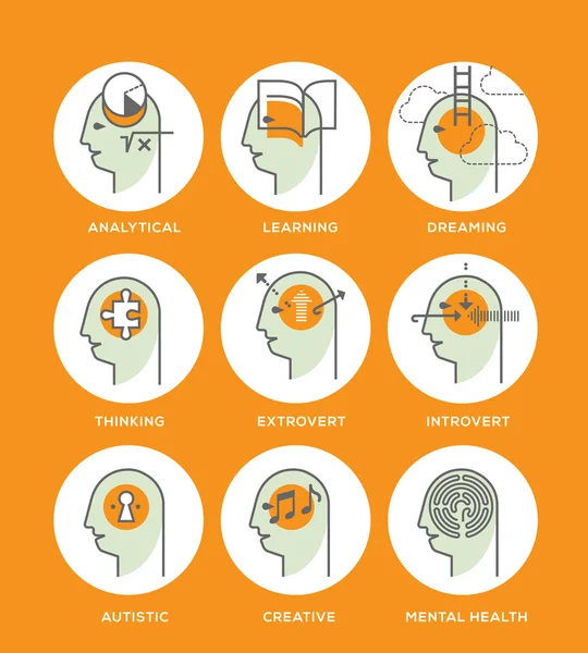 Σύμβολα των μελών του ανθρώπινου μυαλού — Διανυσματικό Αρχείο