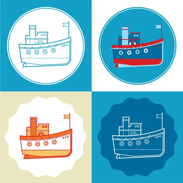 Значки круизных кораблей — стоковый вектор