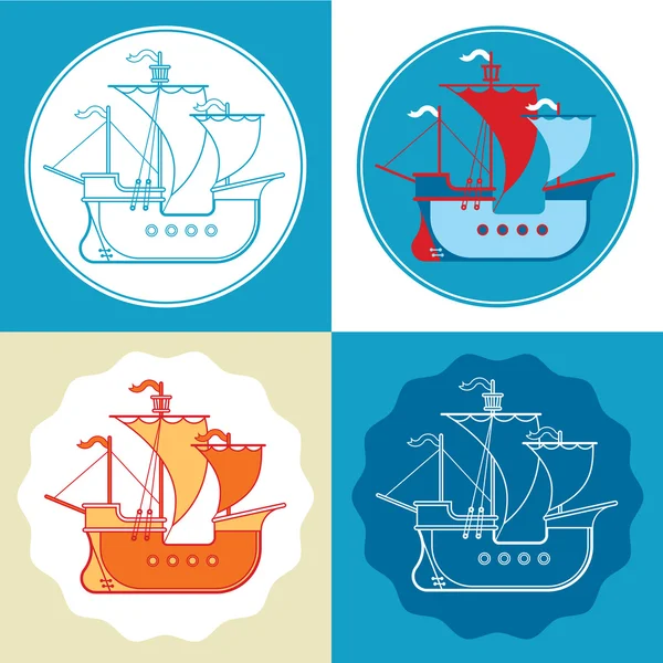 Historische caravel badges — Stockvector