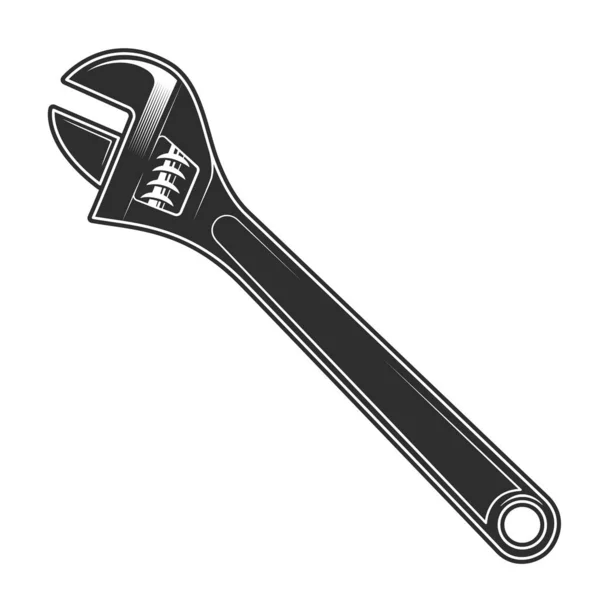 Wrench Tools Vector Icon Plumbing Key Tool Isolated White Background — Stock Vector