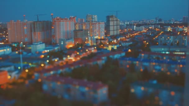TILT-SHIFT views of city lights at night — Stock Video
