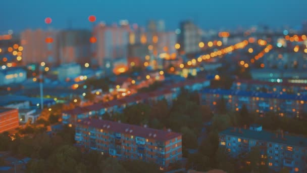 TILT-SHIFT views of city lights at night — Stock Video
