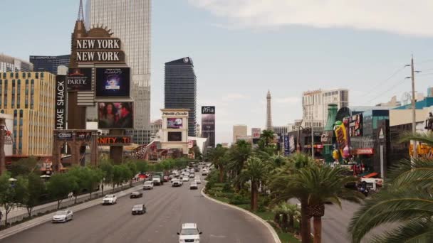 Steadicam. A rua no centro da cidade de Las Vegas — Vídeo de Stock