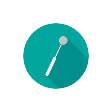 Uzun gölge illüstrasyonlu düz tasarımda tıbbi ayna simgesi