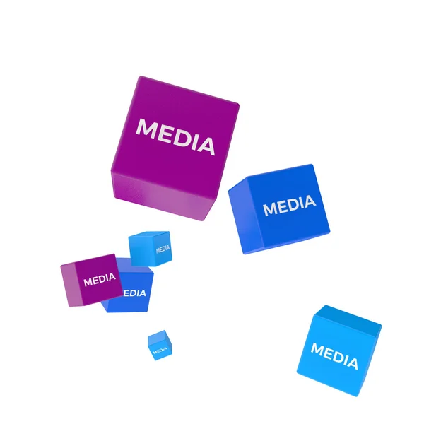 色付きキューブのメディアワード、クリエイティブなビジネスコンセプト — ストック写真