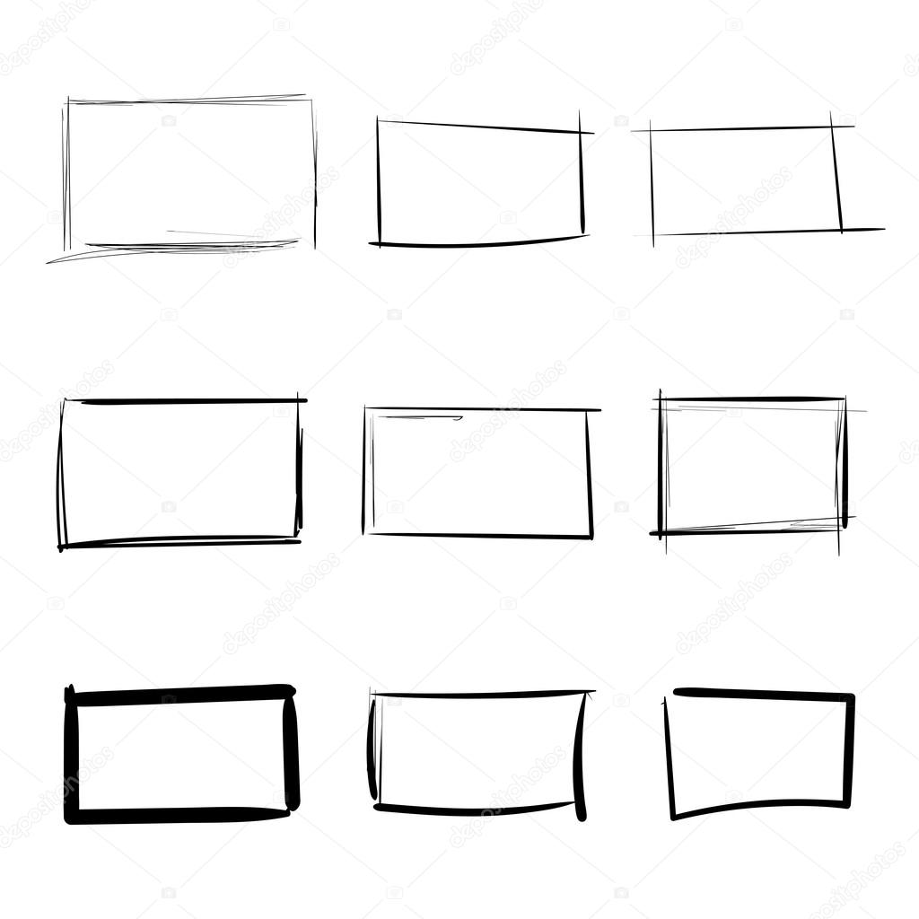 Rectangle templates hand drawn simple set