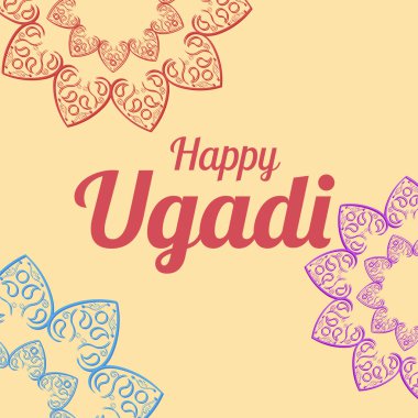 Happy Ugadi card template with mandala  clipart