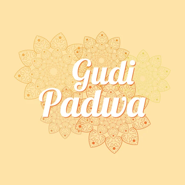 Gelukkig Ugadi Gudi Padwa kaart met mandala — Stockvector