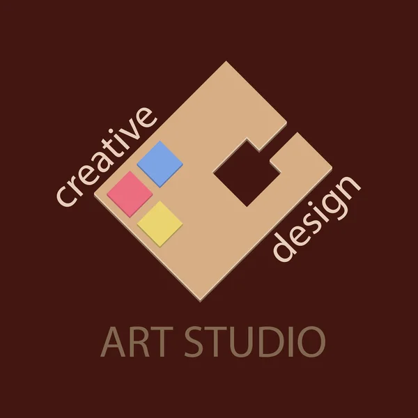 Modèle de logo de studio d'art plat de couleur rétro — Image vectorielle