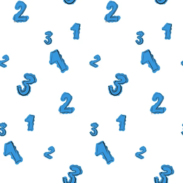 Numbers painted with careless blue color seamless pattern — Stock Vector