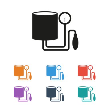 Tonometer simgesi. Basit daire metro tasarım stili. Anahat simgesi. Düz tasarım stili. Renkli simge.