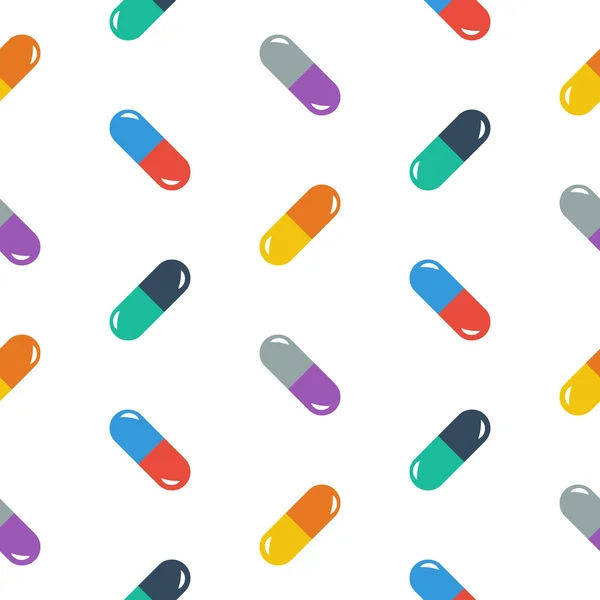 Pills in flat style. Colored seamless pattern. Vector — Stock Vector