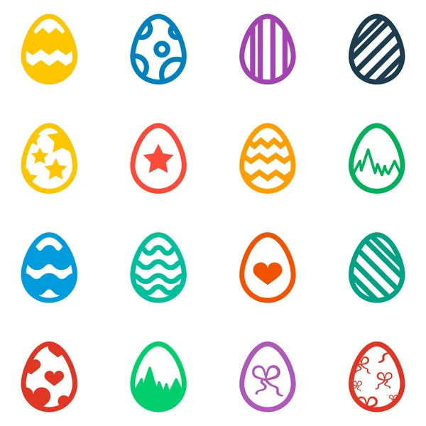 Icon set of colored Easter eggs Holiday icon vector — Stock Vector