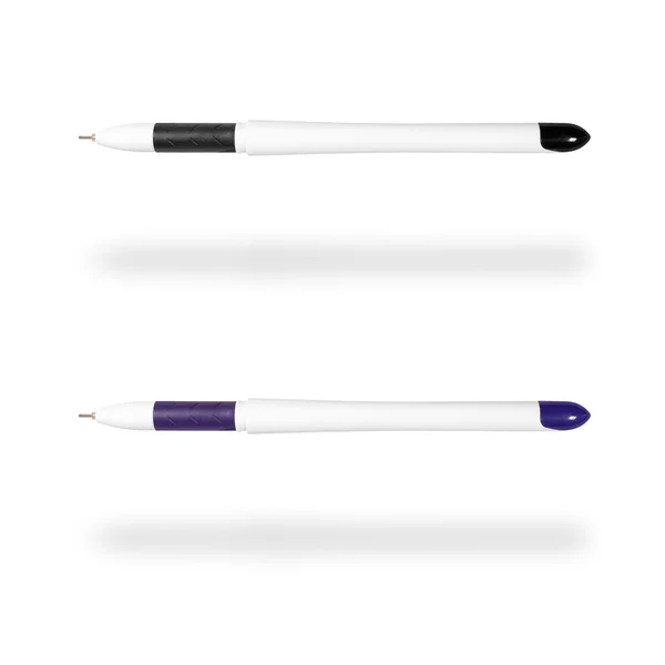 2 젤 펜 검은색과 진한 파란색 흰색 배경에 고립 — 스톡 사진