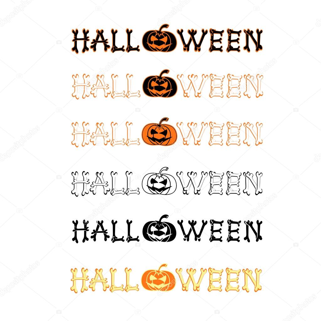 SET vector halloween logo on white background. All elements are saved also and as a brush.