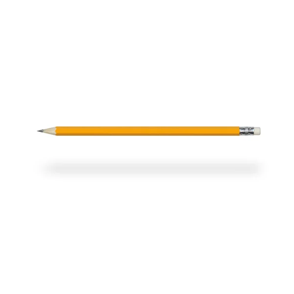 Bleistift mit angespitztem Stab und Radiergummi am Ende isoliert auf weißem Hintergrund — Stockfoto