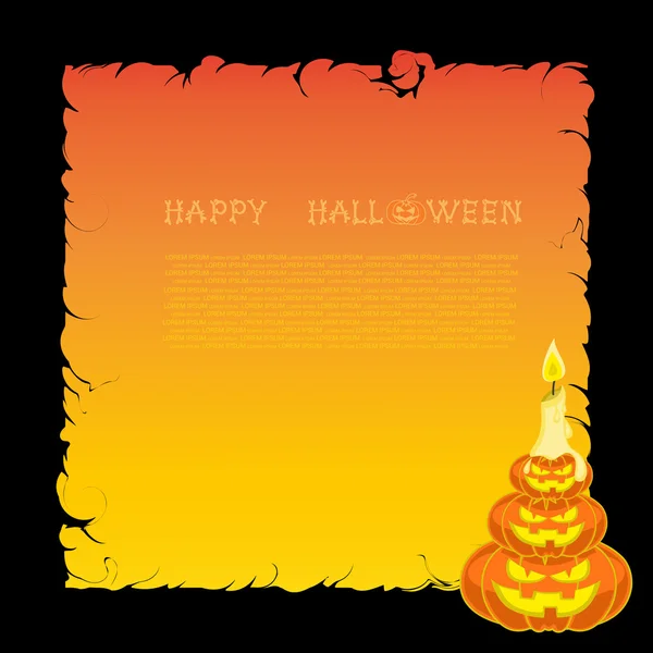 Bannière Halloween avec citrouilles et bougies sur fond dégradé orange — Image vectorielle