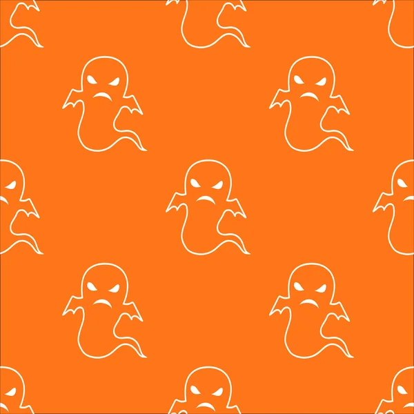 Vector seamless background halloween ghost on orange background — Wektor stockowy