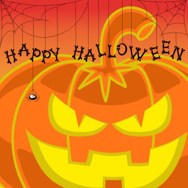 Vector design element halloween pumpkin on orange gradient background