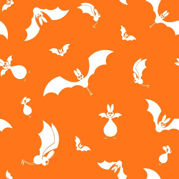Vektor nahtlose Halloween Fledermäuse Silhouette auf orangefarbenem Hintergrund — Stockvektor
