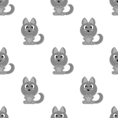 Sorunsuz vektör arka plan komik hayvanlar kurt sembolü