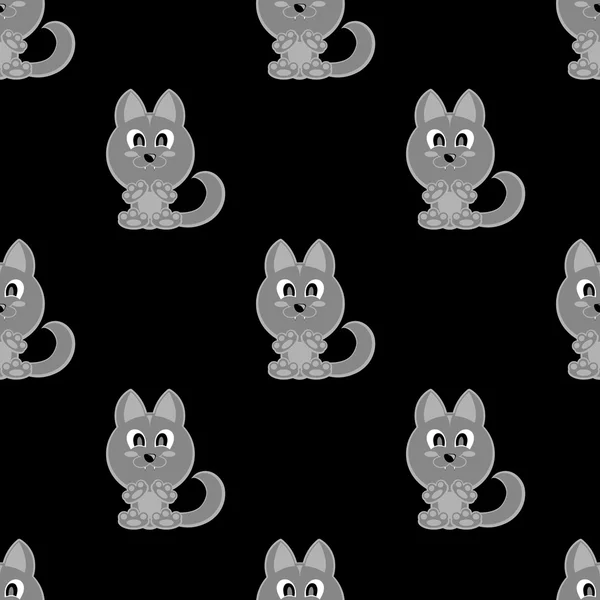 无缝矢量背景有趣的动物符号狼 — 图库矢量图片