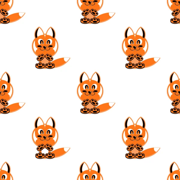 无缝矢量背景有趣的动物符号狐狸 — 图库矢量图片