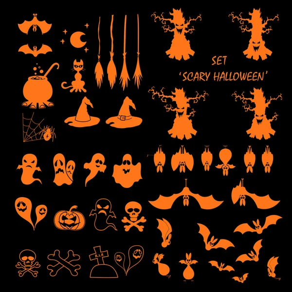 Elementos de diseño de conjunto vectorial para cartel y pancarta de Halloween — Archivo Imágenes Vectoriales