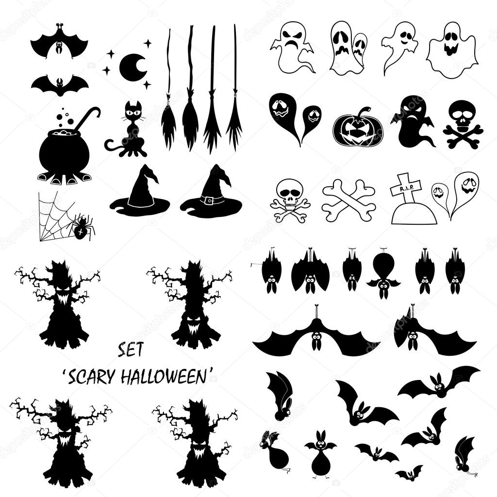 Vector set design elements for halloween poster and banner
