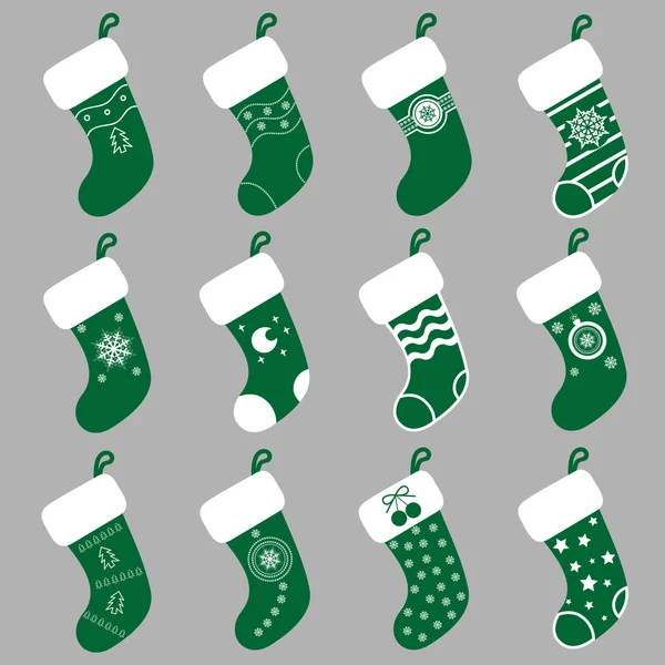 Set vectors design elements: 12 Christmas gift socks — Stock Vector