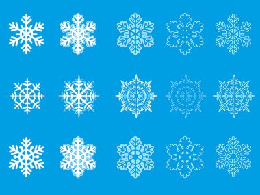 Vektör üzerinde mavi arka plan izole kar taneleri ayarla