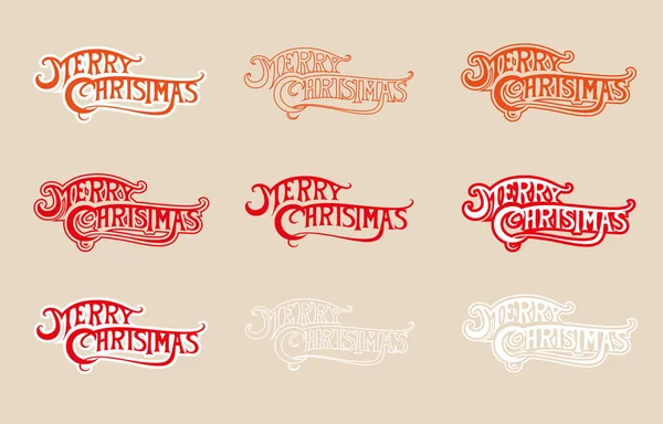 SET векторный логотип Счастливого Рождества различных цветов изолированы на бежевом фоне — стоковый вектор
