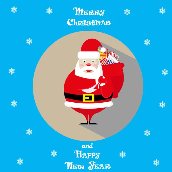 Vector holiday banner Santa Claus icon and hand drawn text Merry Christmas and Happy New Year — Stock vektor