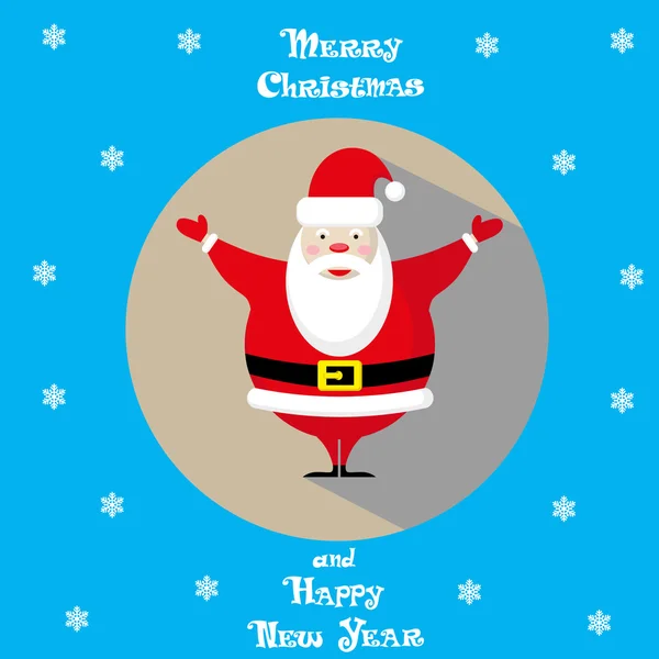 Vector holiday banner Santa Claus icon and hand drawn text Merry Christmas and Happy New Year — Stock vektor