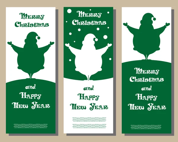 Set vector christmas banner Santa Claus silhouettes for design tickets or invitations on party — Stock Vector