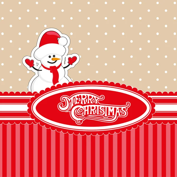 Vector banner Merry Christmas candy box with Snowman in Santa Claus red hat — Stock Vector