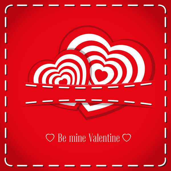 Vector banner: figurines two cute hand drawn hearts in jeans pocket and text 
