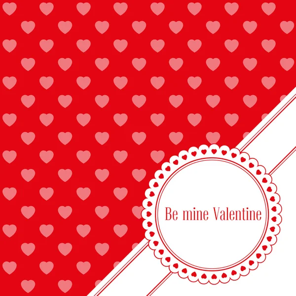 Vektorillustration. Banner für Designposter oder Einladung zum Valentinstag mit großem Herz und Titel auf rotem Herzhintergrund — Stockvektor