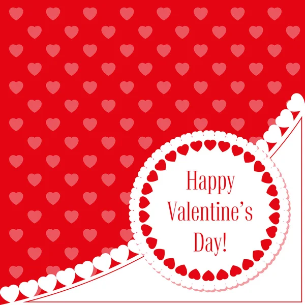 Ilustração vetorial. Banner para cartaz de design, cartão ou convidar Dia dos Namorados com corações e título no fundo vermelho —  Vetores de Stock