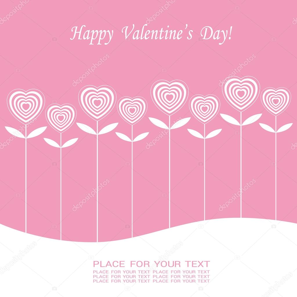 Banner for design posters or invitations on Valentine's Day with cutest  hearts symbol as flowers and title. Vector illustration.