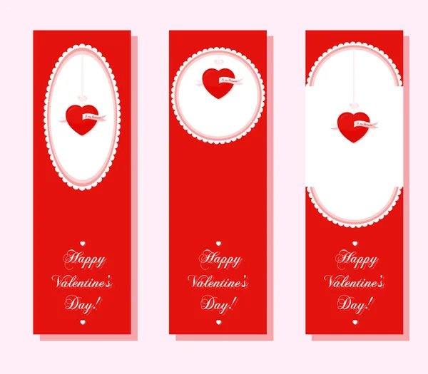 Banner für die Gestaltung von Plakaten oder Einladungen zum Valentinstag mit den süßesten Symbolen Herzen und Titel. Vektorillustration. — Stockvektor
