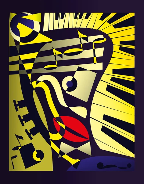 Ilustração vetorial para design banner festival de música jazz em estilo de abstração geométrica retro — Vetor de Stock