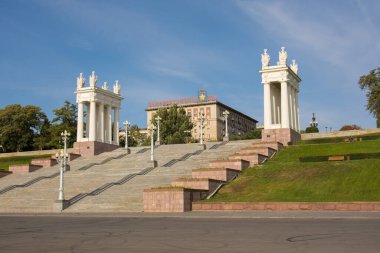 Volgograd 'da. Rusya-1 Ekim 2020. Volgograd şehrinin merkezi setin merdiveni 62. Ordu 'dan sonra isimlendirildi.
